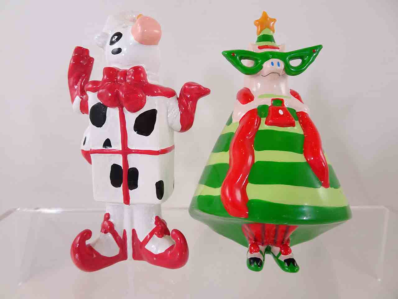 Christmas farm animals salt and pepper shakers series - cow & pig