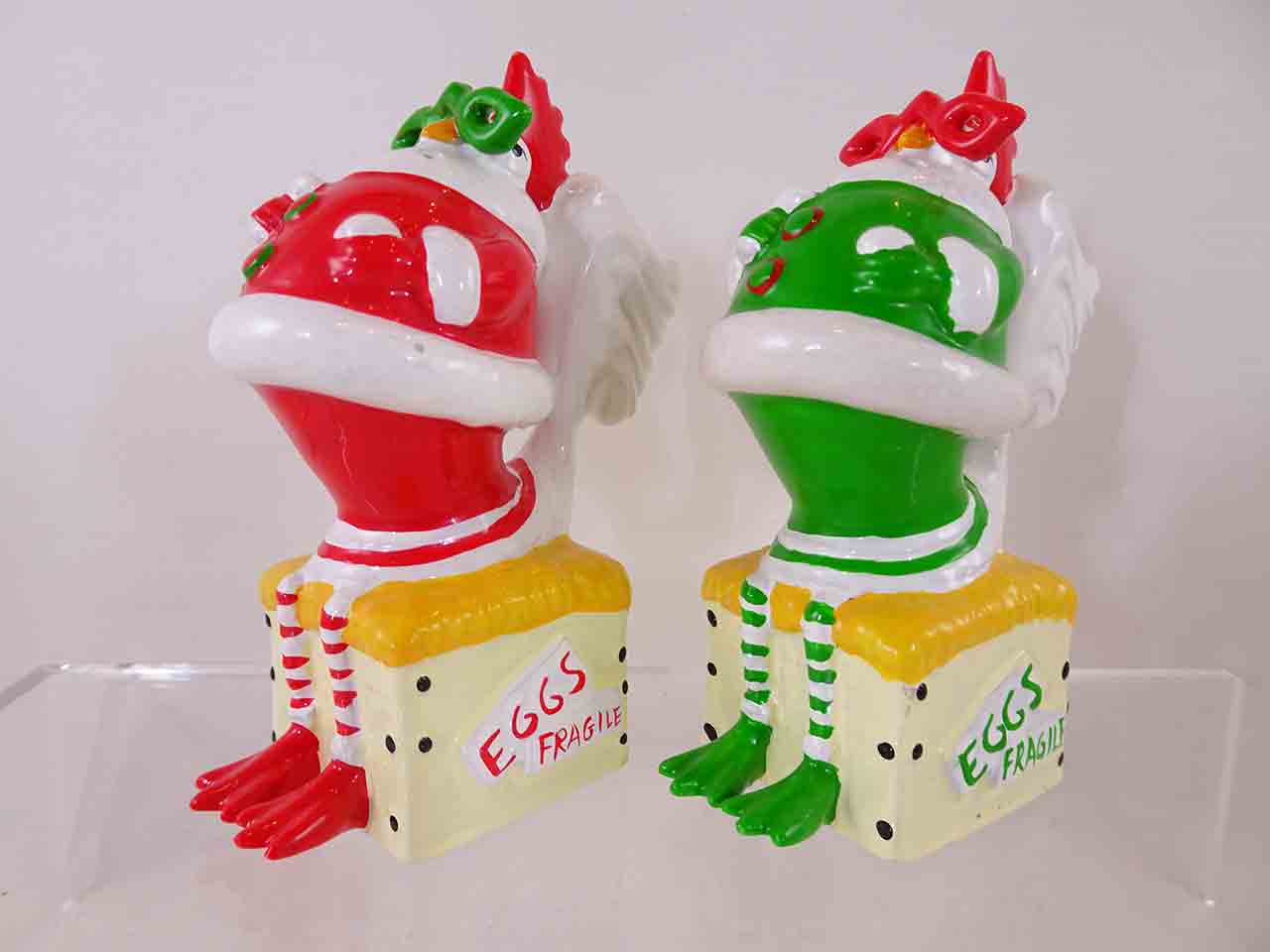 Christmas farm animals salt and pepper shakers series - chickens / roosters