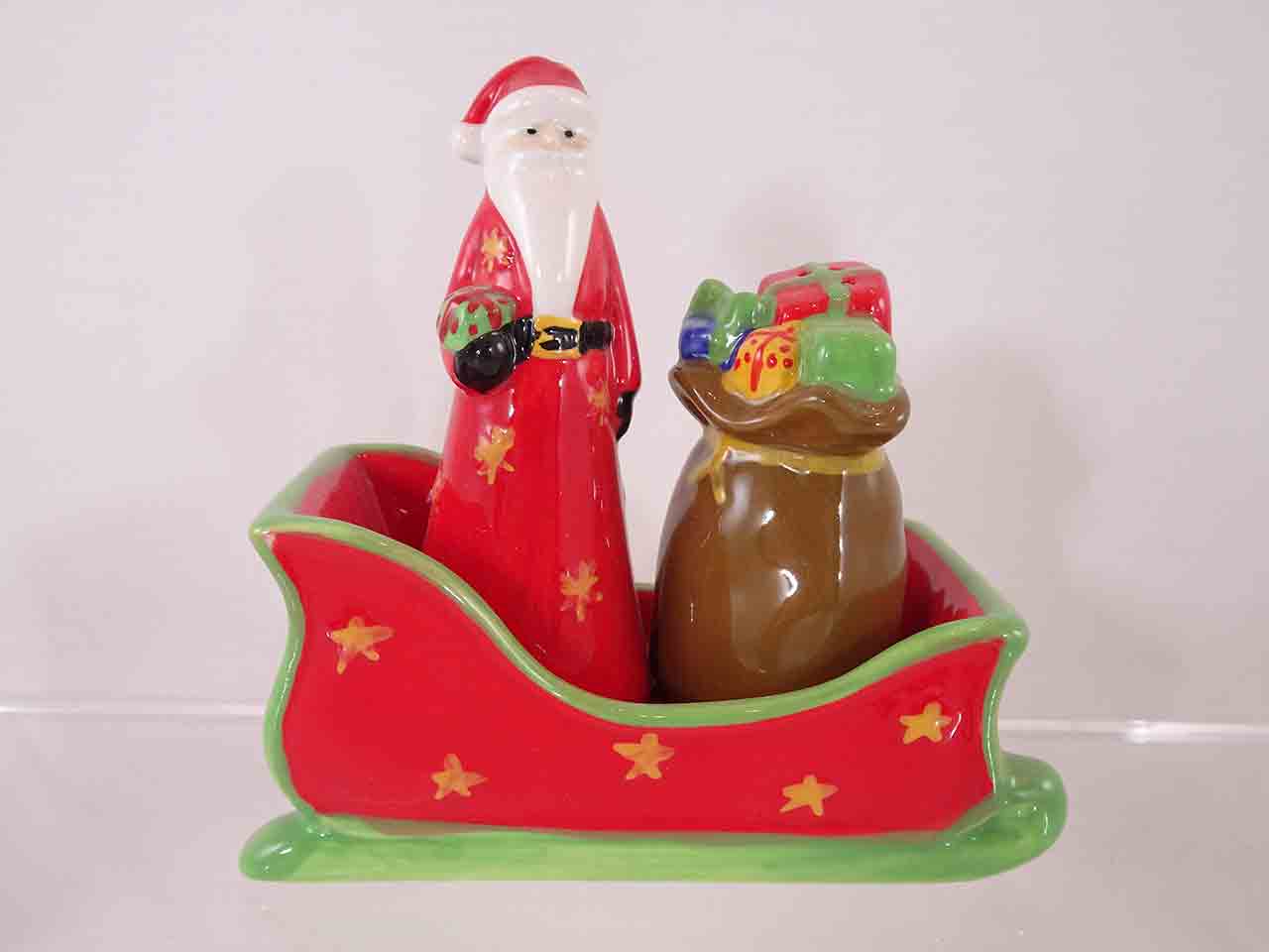 Russ Berrie Christmas sleigh salt and pepper shakers series - Santa Claus