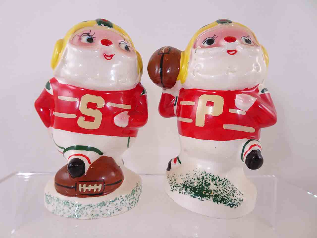 Lego Japan Christmas Santa Claus playing sports salt and pepper shaker series - football