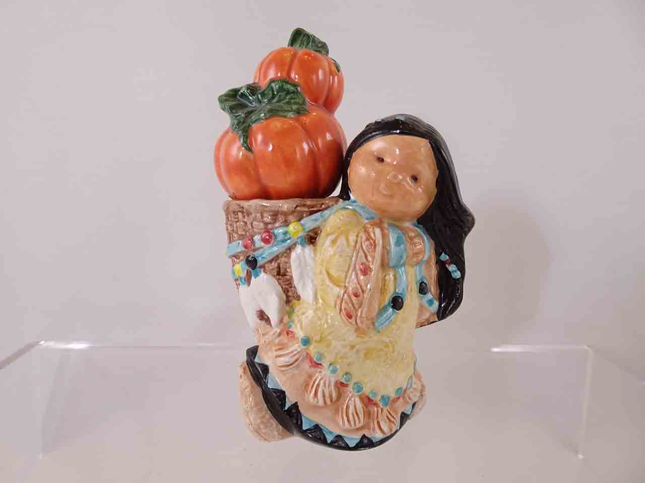 Enesco Native American Indian girl salt and pepper shakers - stacker